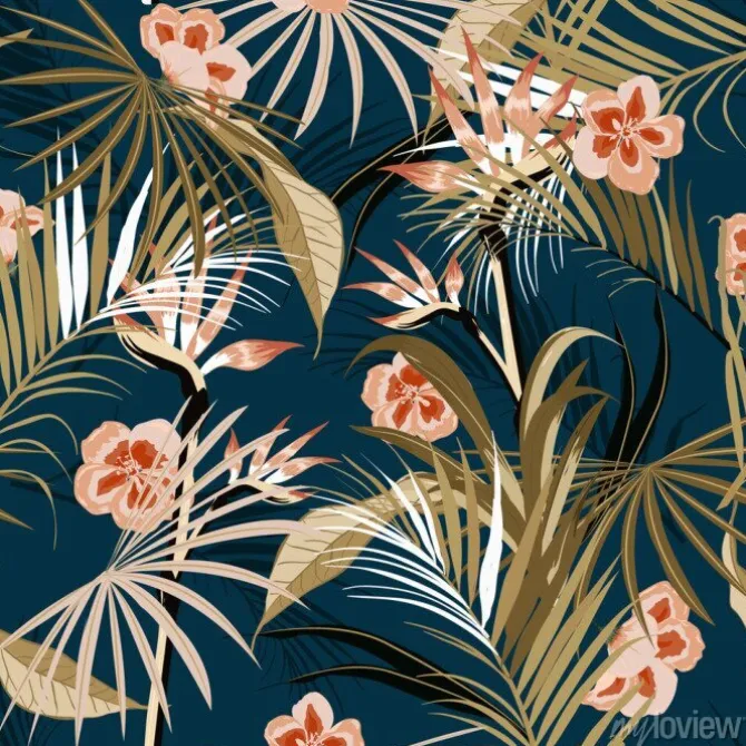 Tapeta: Tropikalne rośliny na ciemnym tle