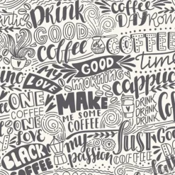 Tapeta: Typograficzne tło z hasłami i cytatami o kawie