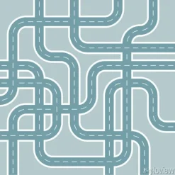 Tapeta: Ulice i dróg wzorzec w retro niebieski szary płaski design
