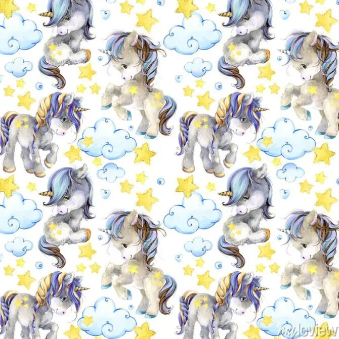 Tapeta: Uroczy jednorożec akwarela bezszwowe wzór