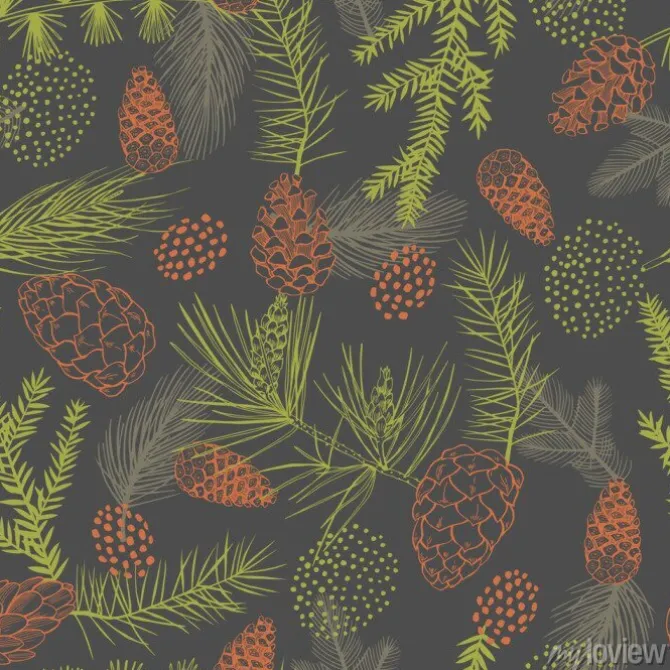 Tapeta: Vector seamless pattern with hand drawn christmas plants