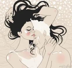 Tapeta: Vector pi? kna para delikatnie tulenie zasypia pod gwiazdami