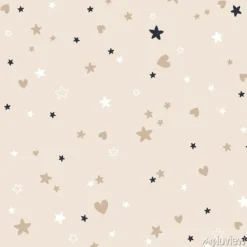 Tapeta: Vector seamless boho pattern with stars and hearts