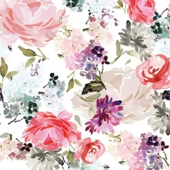 Tapeta: Vector seamless pattern with flower and plants in watercolor