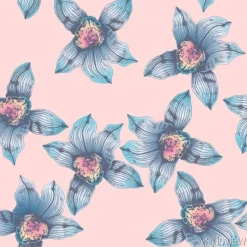 Tapeta: Vector seamless pattern wonderful blue orchid hand-drawn in graphic