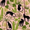 Tapeta: Vestor seamless pattern with panthers and tropical leaves.