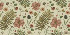 Tapeta: Vintage botanical pattern. forest background with butterflies,