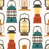 Tapeta: Vintage camping latarnia wzór w płaskiej konstrukcji. retro lamp