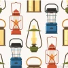 Tapeta: Vintage camping latarnia wzór w płaskiej konstrukcji. retro lamp