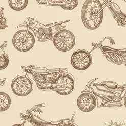 Tapeta: Vintage motorcycles seamless pattern. bicycle background. extreme