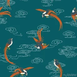 Tapeta: W chińskiej sztuce rajskie muchołówki reprezentują długowieczność.