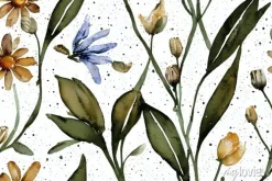 Tapeta: Watercolor floral seamless pattern on white background. cute