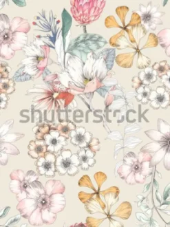 Tapeta: Watercolor of flowers, elegant watercolor painting, yellow continuous