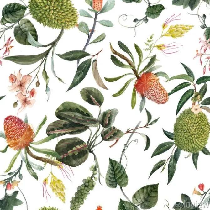 Tapeta: Watercolor tropical seamless vector pattern