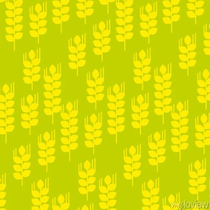 Tapeta: Wektor bez szwu deseń z pszenicy uszy i ziaren. koncepcja geometrii