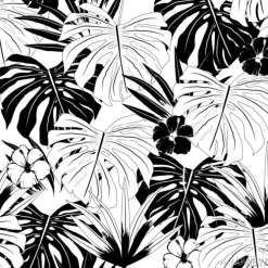 Tapeta: Wektor bezszwowe piękny artystyczny czarno-biały wzór tropikalny