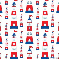 Tapeta: Wektor bezszwowych wzór z latarnia morska. latarnia morska bezszwowych