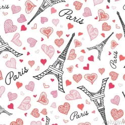 Tapeta: Wektor eifel tower paris bezszwowy wzór pęknięcie z st walentynki