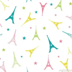 Tapeta: Wektor kolorowe eifel tower paris sylwetki bezszwowy wzór. idealne