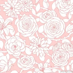 Tapeta: Wektor wzór powtarzać z konspektu lilii, chryzantemy, kamelii,