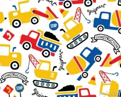 Tapeta: Wektor wzór z kreskówki pojazdów budowlanych