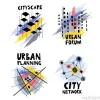 Tapeta: Wektor zestaw modnych logo na temat urbanistyki, forum miasta,