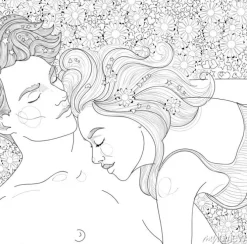 Tapeta: Wektora loving para śpi na łąki kwiat