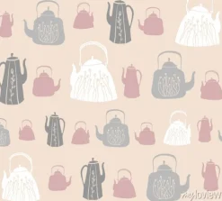 Tapeta: Wektorowy bezszwowy wzór z roczników czajnikami i teapots.
