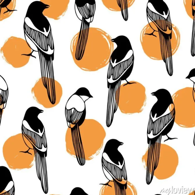 Tapeta: Wektorowy bezszwowy wzór z ptakami. dobry do tkanin modowych