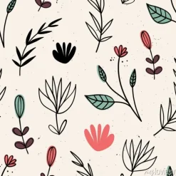 Tapeta: Wektorowy bezszwowy wzór z kwiatami. motywy skandynawskie. ręcznie