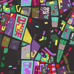 Tapeta: Wektorowy bezszwowy kolorowy wzór abstrakcjonistyczna miasto