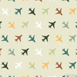 Tapeta: Wektorowy bezszwowy wzór z kolorów samolotami dla dzieciaków