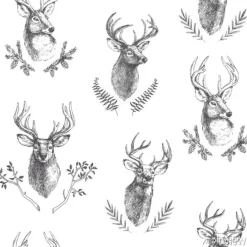 Tapeta: Wektorowy rocznika bezszwowy wzór z deers głowami w kwiecistych