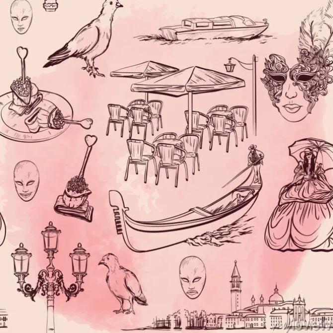 Tapeta: Wenecja akwarela bezszwowe wzór