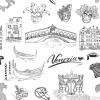 Tapeta: Wenecja szwu. ręcznie narysowanego szkic na mapie włoch, gondole,