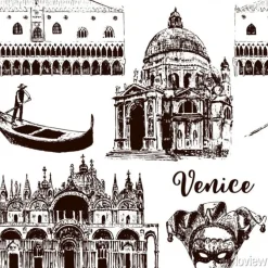 Tapeta: Weneckie znaki architektoniczne bezszwowe wzór wektor zestaw: