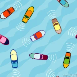 Tapeta: Widok z lotu ptaka łodzie, bezszwowy wzór