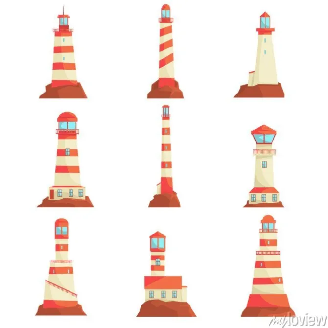 Tapeta: Wieże reflektorów do przewodników nawigacyjnych na morzu. kolekcja