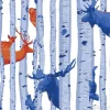 Tapeta: Wild forest animals hiding among the birch trees