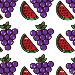 Tapeta: Winogron arbuz owoców wzór obrazu wektor ilustracja projektu