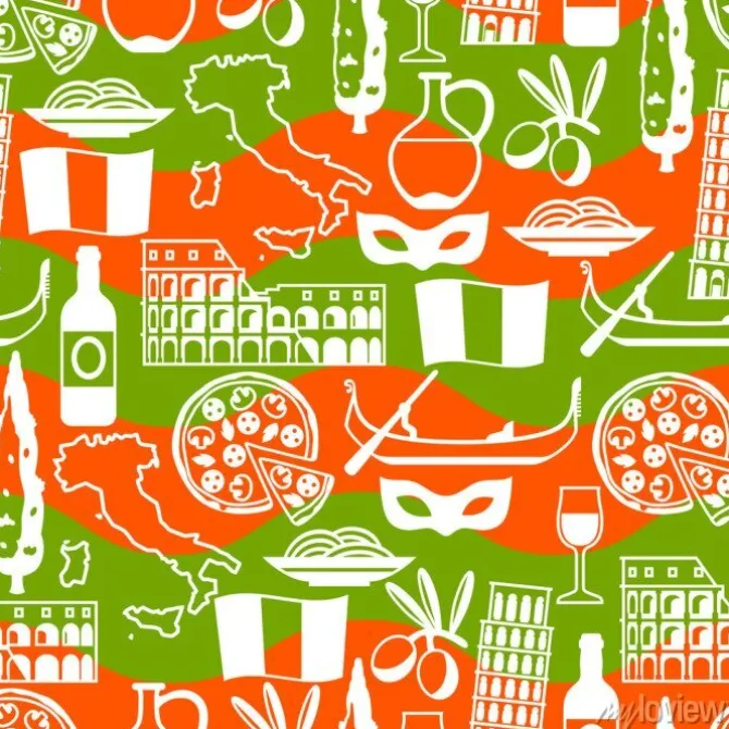 Tapeta: Włochy bez szwu deseń. włoskie symbole i przedmioty