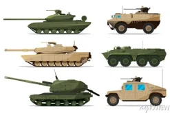 Tapeta: Wojskowe pojazdy na ilustracji 3d