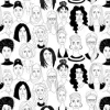 Tapeta: Womens head seamless pattern background grunge line drawing
