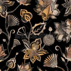 Tapeta: Współczesny etniczne wzór z kwiatowymi elementami.