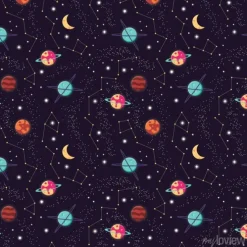 Tapeta: Wszechświat z planetami i gwiazda bezszwowym wzorem, kosmos gwiaździsty