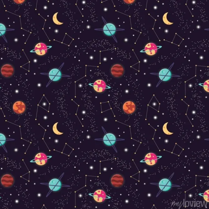 Tapeta: Wszechświat z planetami i gwiazda bezszwowym wzorem, kosmos gwiaździsty