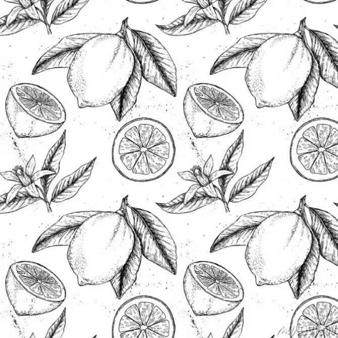 Tapeta: Wyciągnąć rękę wektor szwu. zbiory cytryn. cytrynowy