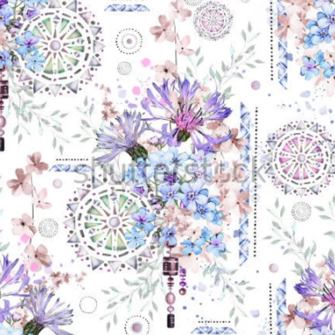 Tapeta: Wzór kwiatowy z elementami mandali