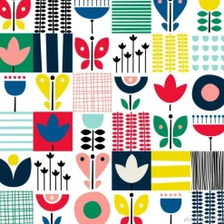 Tapeta: Wzór ludowej sztuki w stylu skandynawskim, nordyckim