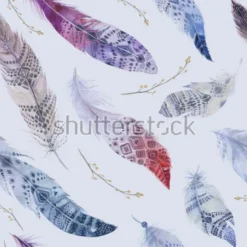 Tapeta: Wzór piór. akwarela eleganckie tło. nadruk w kolorze ekologicznym
